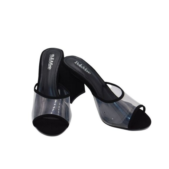 Bella Marie Women's Lounge-2 Chunky Heel Transparent Lucite Fashion Sandals - Picture 2 of 4